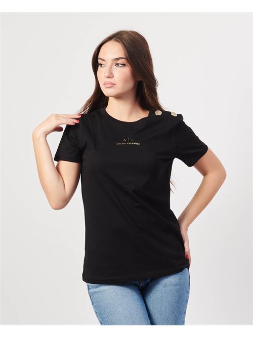 T-shirt femme Armani Exchange avec boutons sur l'épaule ARMANI EXCHANGE | 6DYT46-YJ3RZ1200